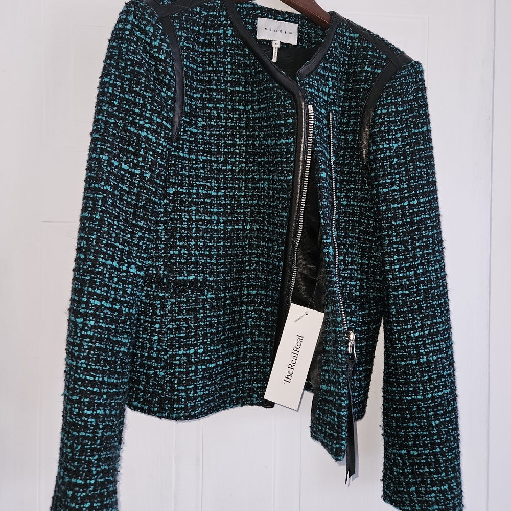 Sandro green tweed jacket - Picture 6 of 8